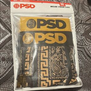 PSD Men's Boxer Briefs in Black and Gold Paisley